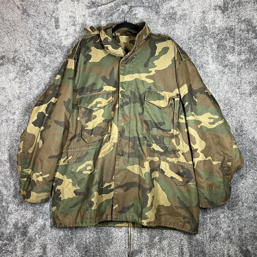 Camo Parka Jacket Mens 54 Green Hooded Canvas Hunting Outdoor Workwear Army